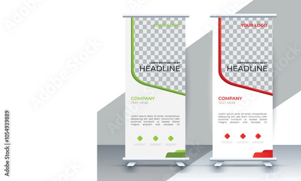 Fototapeta Modern roll up banner design template. flyer. pull up. presentation. brochure. poster. advertisement. print media	
