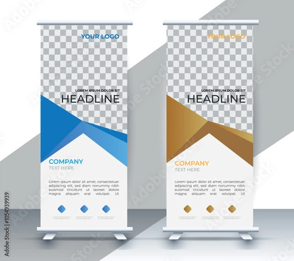 Fototapeta Modern roll up banner design template. flyer. pull up. presentation. brochure. poster. advertisement. print media	
