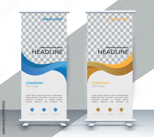 Fototapeta Modern roll up banner design template. flyer. pull up. presentation. brochure. poster. advertisement. print media	
