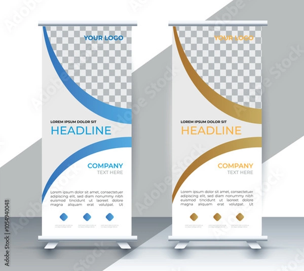 Fototapeta Modern roll up banner design template. flyer. pull up. presentation. brochure. poster. advertisement. print media	
