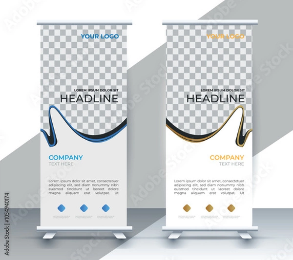 Fototapeta Modern roll up banner design template. flyer. pull up. presentation. brochure. poster. advertisement. print media	
