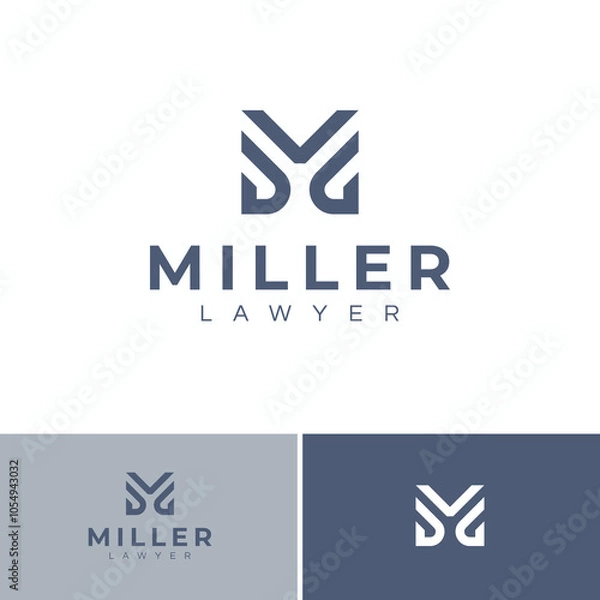 Fototapeta initial letter m for law logo design