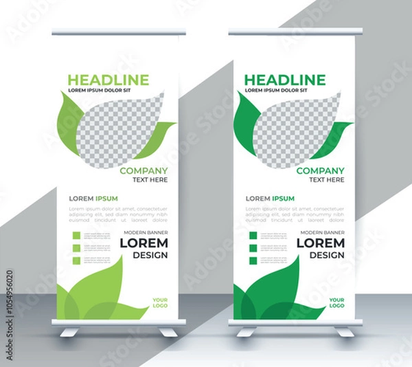 Fototapeta professional nature business roll up display standee template design	