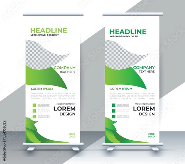 Fototapeta professional nature business roll up display standee template design	