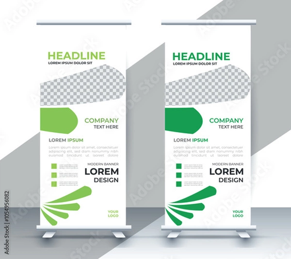 Fototapeta professional nature business roll up display standee template design	