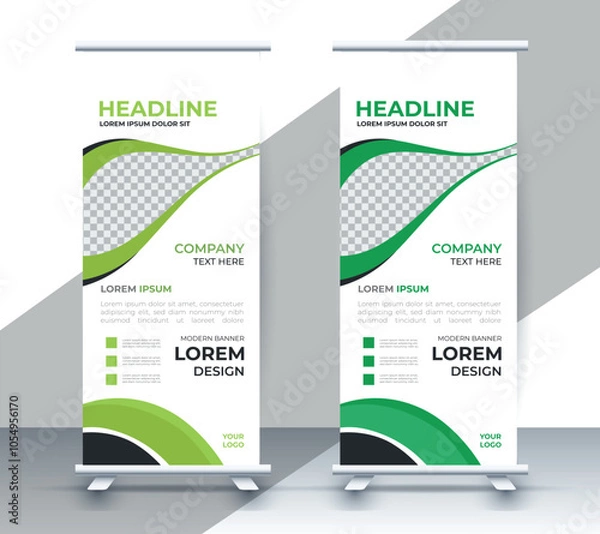 Fototapeta professional nature business roll up display standee template design	
