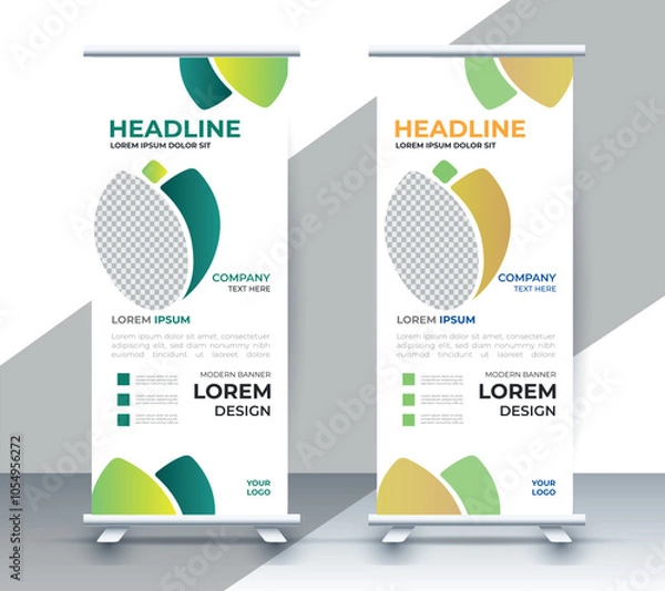 Fototapeta professional nature business roll up display standee template design	