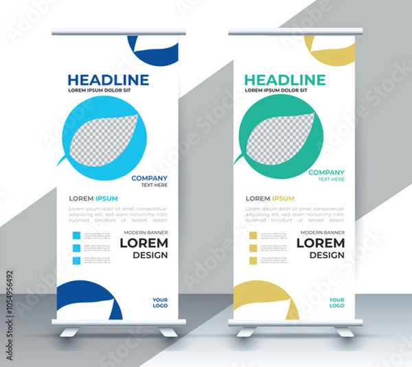 Fototapeta professional nature business roll up display standee template design	