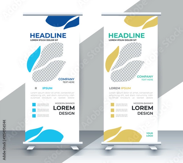Fototapeta professional nature business roll up display standee template design	