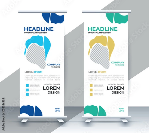 Fototapeta professional nature business roll up display standee template design	