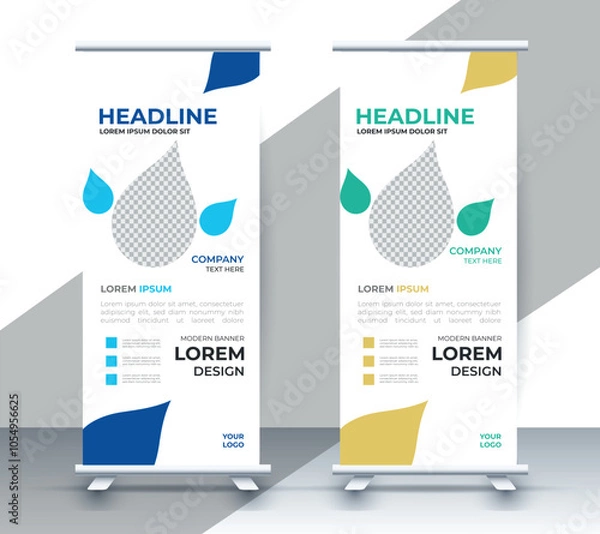 Fototapeta professional nature business roll up display standee template design	