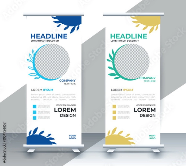 Fototapeta professional nature business roll up display standee template design	