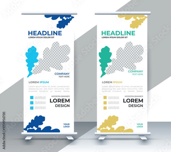 Fototapeta professional nature business roll up display standee template design	