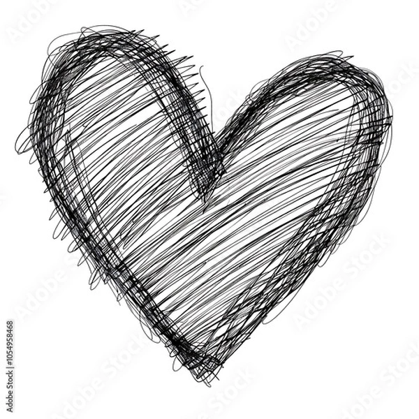 Fototapeta Abstract heart shape vector sketch illustration of a vintage love symbol