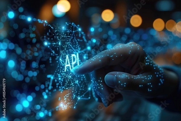 Fototapeta "API" text, vector graphic font only, tech appearance