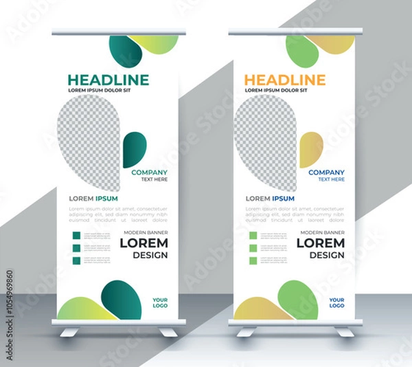 Fototapeta professional nature business roll up display standee template design	