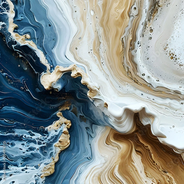 Fototapeta multicolor paint spilled onto the canvas, creating an interesting abstract drawing, a pattern of lines, halftones, causing different associations in your design. fluid art