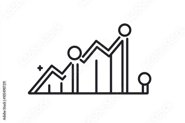 Fototapeta Economic downturn symbolized by a minimalist market decline line icon.