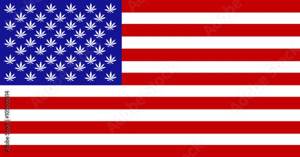 Obraz Usa flag with cannabis leafs