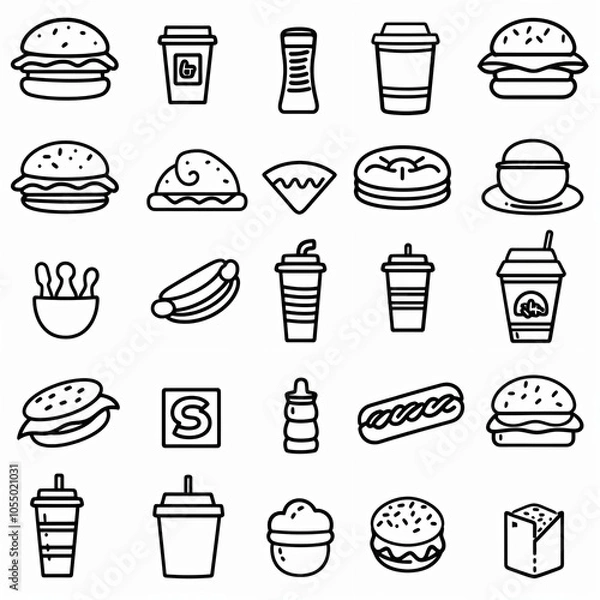 Obraz fast food icons set
