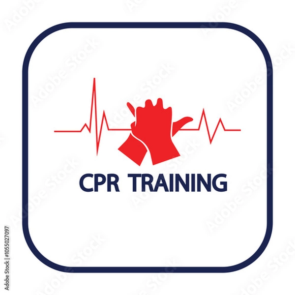Fototapeta CPR logo. Medical resuscitation In an emergency. Vector clipart medical signs red icon image isolated on white background design illustration