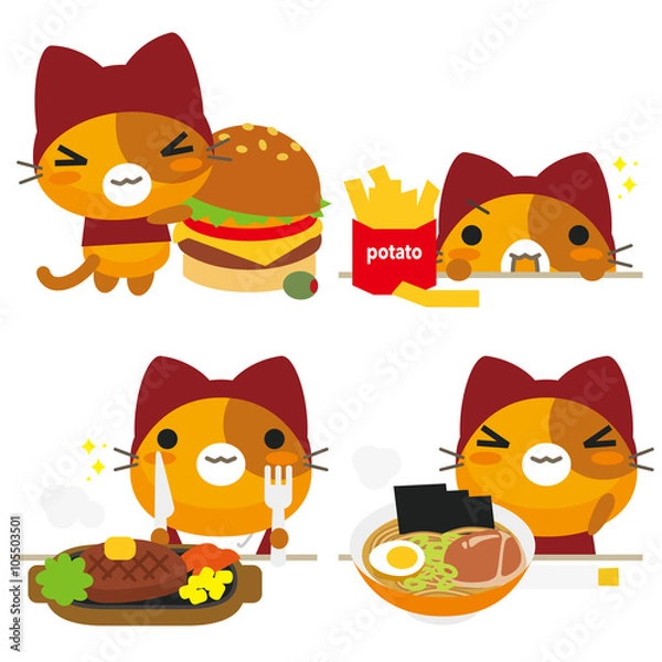 Fototapeta ネコとーく。赤ずきん 食事