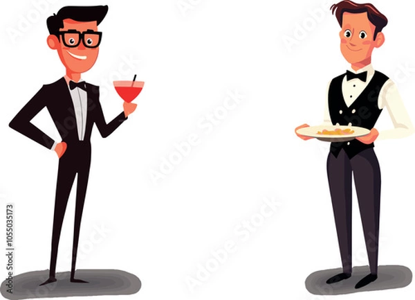 Fototapeta icons characters for business for cafes and restaurants , flat characters