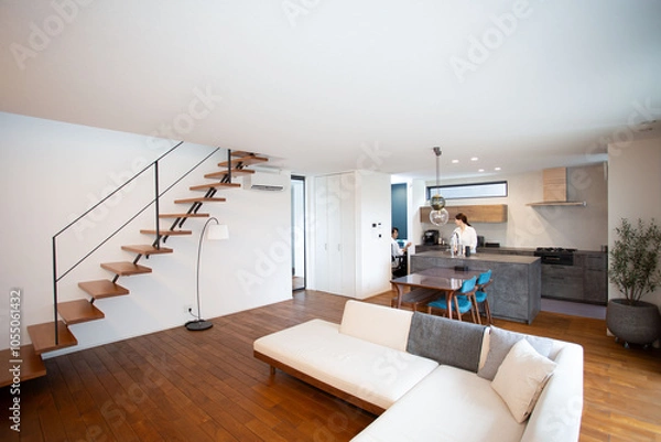 Obraz 新築のマイホーム　若い日本人夫婦　シンプルな生活