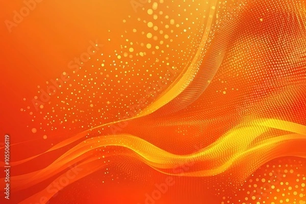 Fototapeta Abstract orange and yellow wavy background with dotted texture.