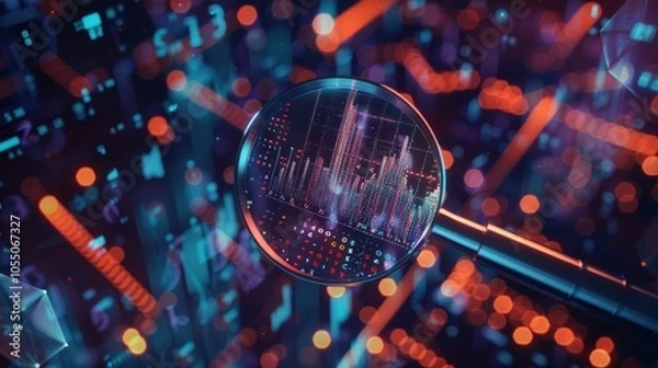 Obraz Magnifying Glass Over Digital Data