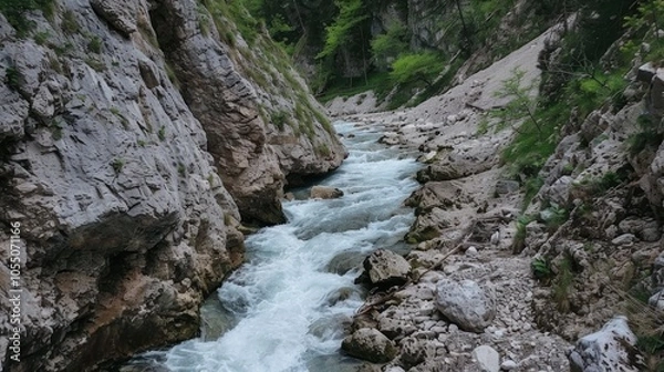Obraz Rushing River Through Mountain Gorge