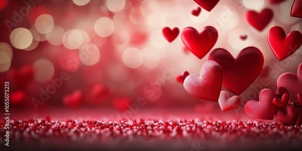 Obraz Floating Hearts Valentine's Day Background