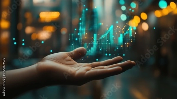 Fototapeta The Hand with Data Visualization