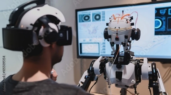 Fototapeta Human-Robot Interaction with Virtual Reality