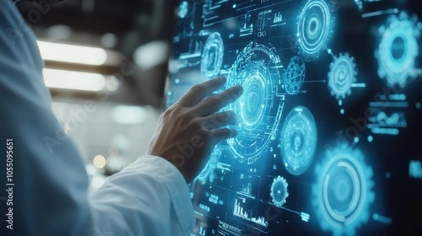 Fototapeta The Scientist Using Digital Interface