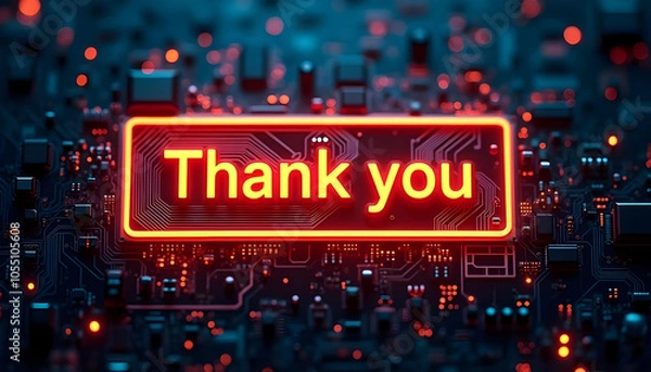 Fototapeta Thank You text glowing on technology computer