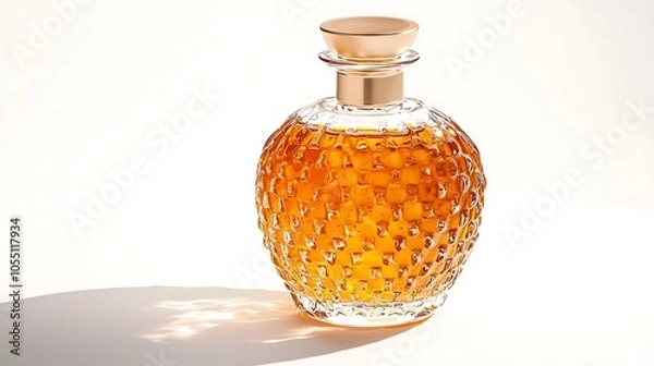 Fototapeta Amber Elixir Decanter: A luxurious decanter of amber liquid, showcasing intricate detailing and a sophisticated design. Perfect for adding a touch of elegance to any setting. 