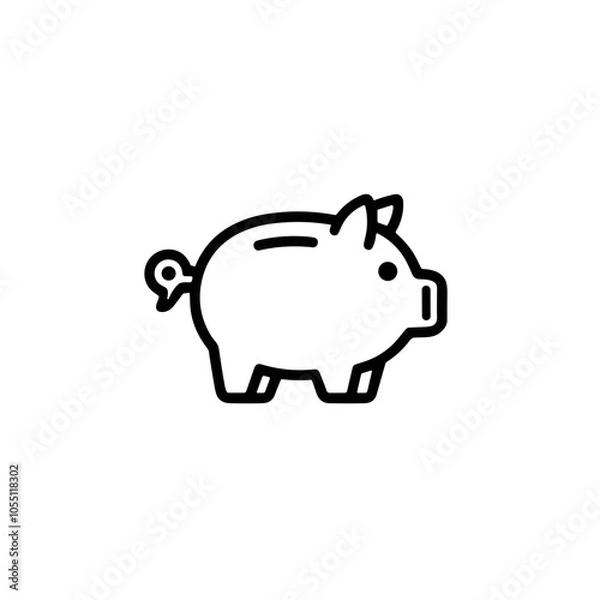 Fototapeta Piggy Bank Icon in Black Vector