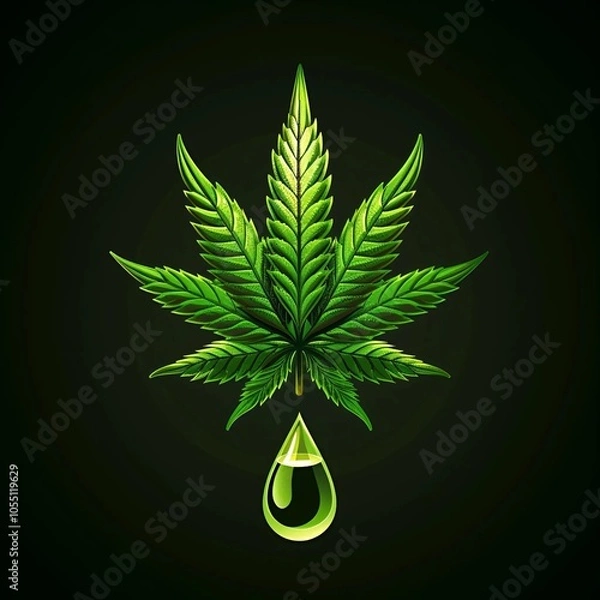 Fototapeta green leaf with drops of water black Background Generative AI.