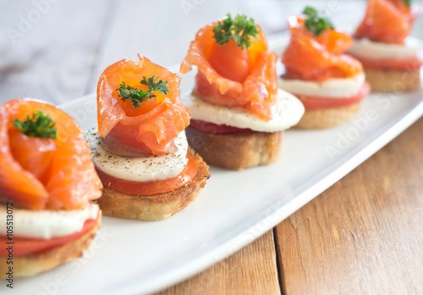 Fototapeta canapes with red fish