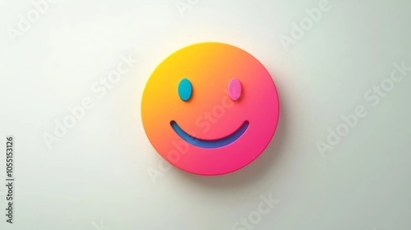 Fototapeta International Day of Happiness, A simple smiley face with bright colors on a white background.