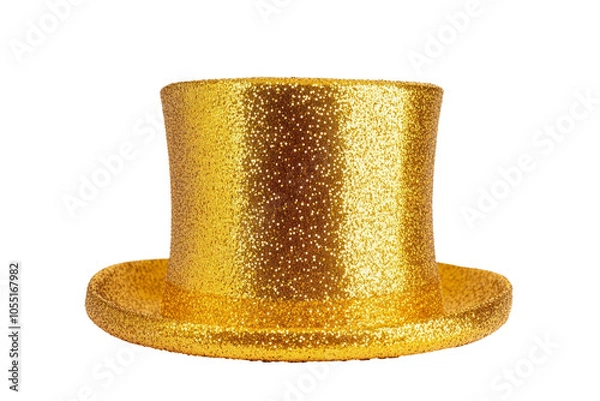 Obraz High-Quality PNG golden top hat Isolated on White Background – High Resolution