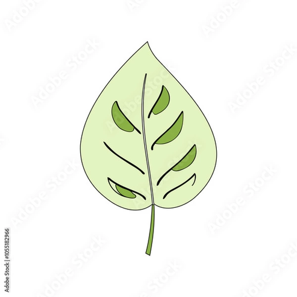 Fototapeta Minimal vector illustration of a green leaf, perfect for eco-friendly projects, sustainability campaigns, and nature-inspired designs..