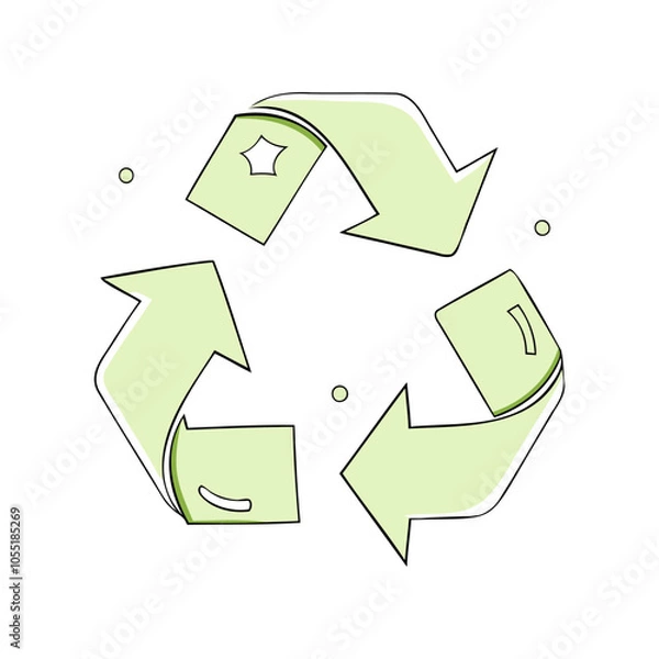 Fototapeta Flat vector illustration of a green recycling symbol, representing sustainability and eco-consciousness. Perfect for environmental projects and recycling campaigns..