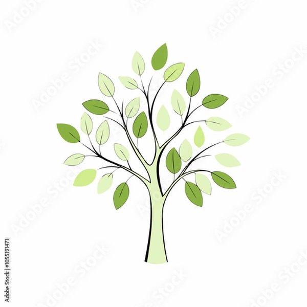 Fototapeta Vector illustration of a green tree with leaves, eco-friendly concept..