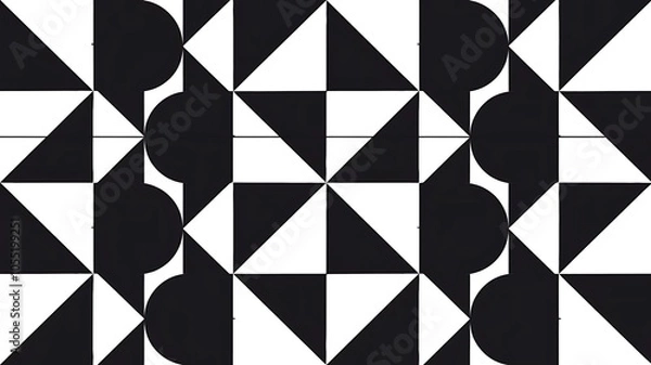 Obraz Black and white geometric seamless pattern with line.