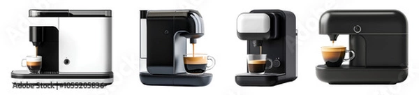 Fototapeta Modern espresso machines on plate isolated on transparent background, PNG