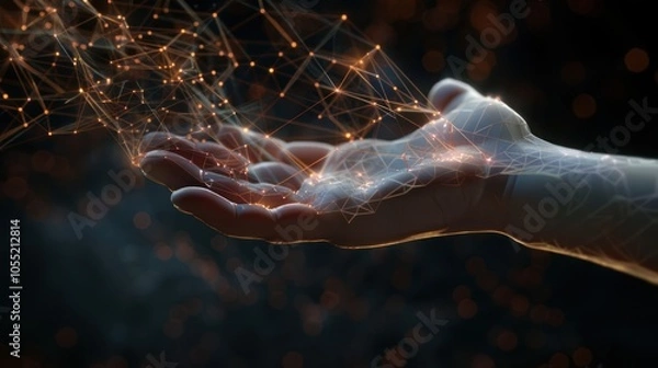 Fototapeta Digital Hand with Network Connections