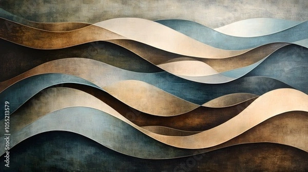 Fototapeta Calming Rhythms depicted with layered shapes in harmonious earth tones, flowing into one another to create a soothing visual experience