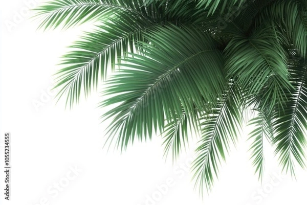 Obraz Palm tree leaves isolated on white background.